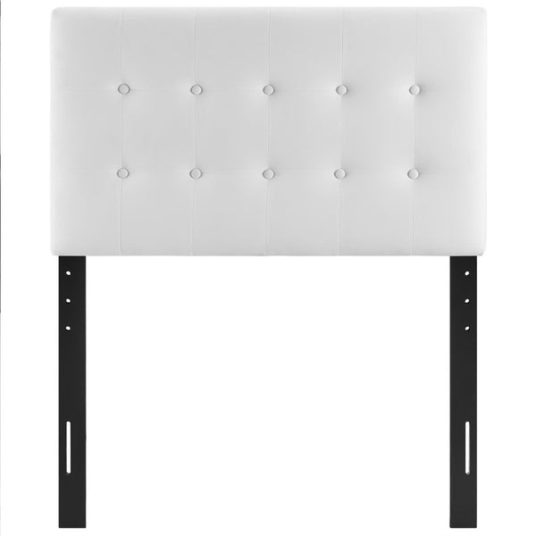 Modway Furniture Emily Biscuit Tufted Performance Velvet Twin Headboard - Luxurious, Stain-Resistant, Adjustable Style White MOD-6114-WHI