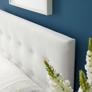 Modway Furniture Emily Biscuit Tufted Performance Velvet Twin Headboard - Luxurious, Stain-Resistant, Adjustable Style White MOD-6114-WHI