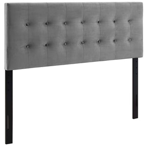 Modway Furniture Emily Biscuit Tufted Performance Velvet Headboard - Stylish, Durable Design for Any Bedroom Space Gray MOD-6115-GRY