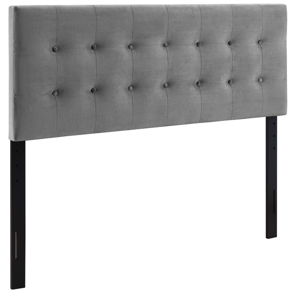 Modway Furniture Emily Biscuit Tufted Performance Velvet Headboard - Stylish, Durable Design for Any Bedroom Space Gray MOD-6115-GRY