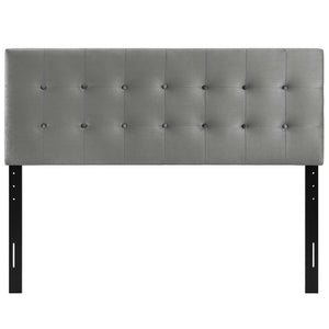 Modway Furniture Emily Biscuit Tufted Performance Velvet Headboard - Stylish, Durable Design for Any Bedroom Space Gray MOD-6115-GRY