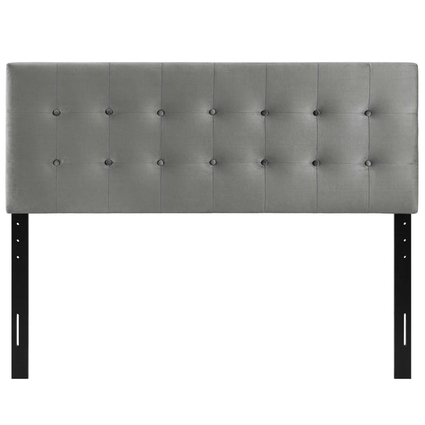 Modway Furniture Emily Biscuit Tufted Performance Velvet Headboard - Stylish, Durable Design for Any Bedroom Space Gray MOD-6115-GRY