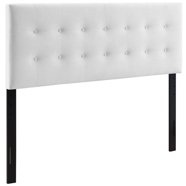 Modway Furniture Emily Biscuit Tufted Performance Velvet Headboard - Stylish, Durable Design for Any Bedroom Space White MOD-6115-WHI