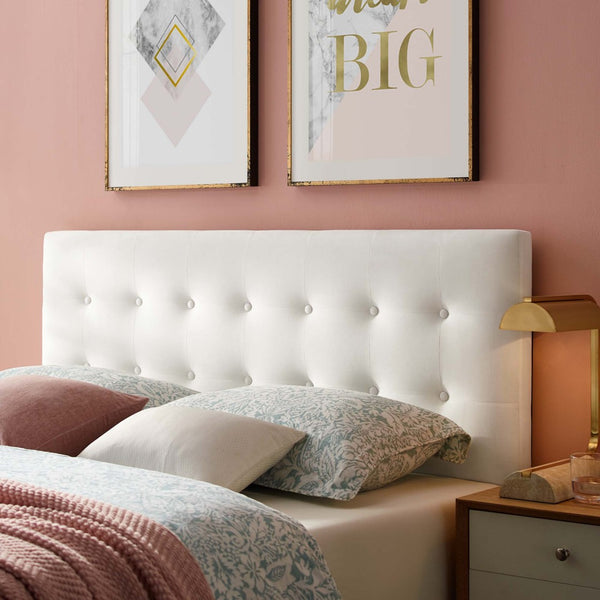 Modway Furniture Emily Biscuit Tufted Performance Velvet Headboard - Stylish, Durable Design for Any Bedroom Space White MOD-6115-WHI