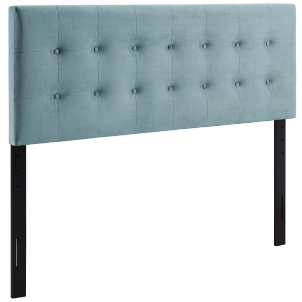 Modway Furniture Emily Biscuit Tufted Performance Velvet Queen Headboard - Vintage Charm Meets Modern Durability Light Blue MOD-6116-LBU
