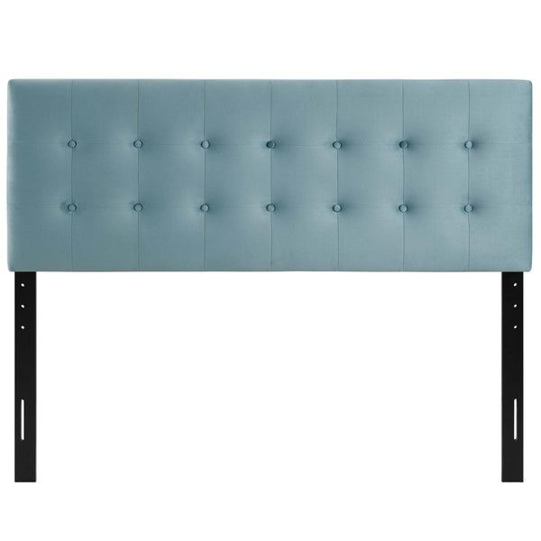 Modway Furniture Emily Biscuit Tufted Performance Velvet Queen Headboard - Vintage Charm Meets Modern Durability Light Blue MOD-6116-LBU