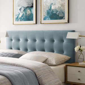 Modway Furniture Emily Biscuit Tufted Performance Velvet Queen Headboard - Vintage Charm Meets Modern Durability Light Blue MOD-6116-LBU