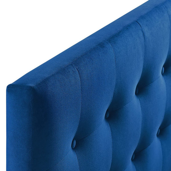 Modway Furniture Emily Biscuit Tufted Performance Velvet Queen Headboard - Vintage Charm Meets Modern Durability Navy MOD-6116-NAV
