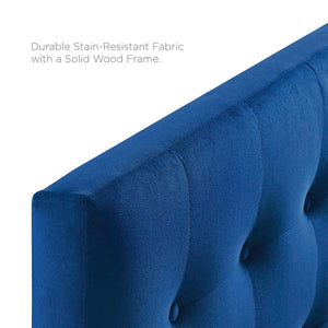 Modway Furniture Emily Biscuit Tufted Performance Velvet Queen Headboard - Vintage Charm Meets Modern Durability Navy MOD-6116-NAV