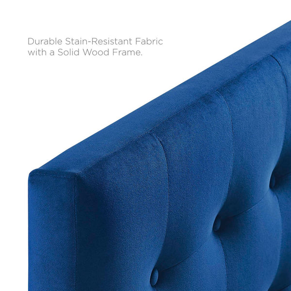 Modway Furniture Emily Biscuit Tufted Performance Velvet Queen Headboard - Vintage Charm Meets Modern Durability Navy MOD-6116-NAV