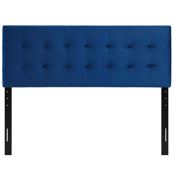 Modway Furniture Emily Biscuit Tufted Performance Velvet Queen Headboard - Vintage Charm Meets Modern Durability Navy MOD-6116-NAV