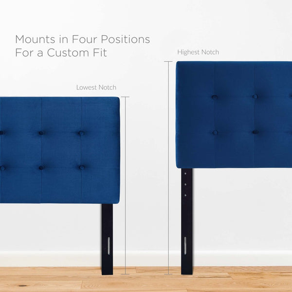 Modway Furniture Emily Biscuit Tufted Performance Velvet Queen Headboard - Vintage Charm Meets Modern Durability Navy MOD-6116-NAV