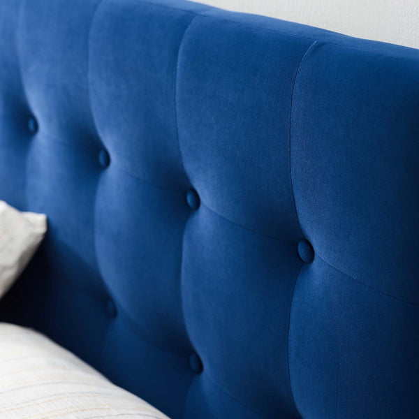 Modway Furniture Emily Biscuit Tufted Performance Velvet Queen Headboard - Vintage Charm Meets Modern Durability Navy MOD-6116-NAV