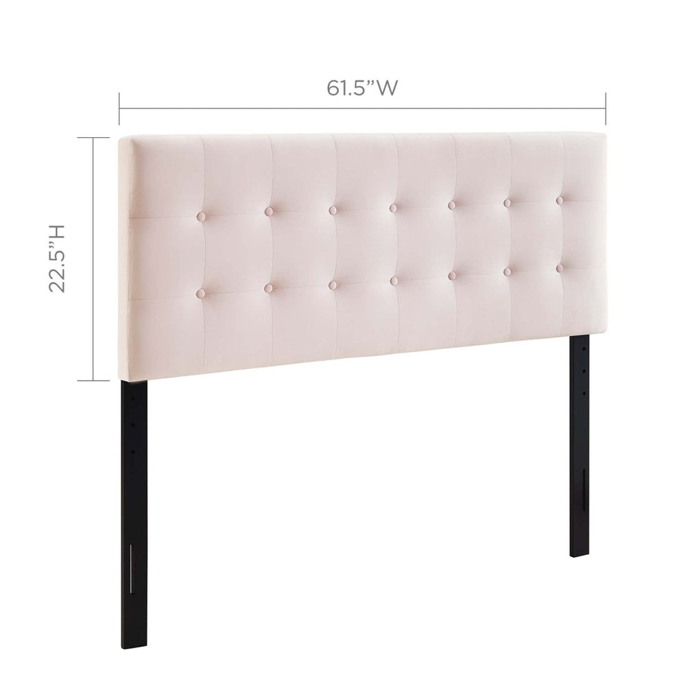Modway Furniture Emily Biscuit Tufted Performance Velvet Queen Headboard - Vintage Charm Meets Modern Durability Pink MOD-6116-PNK