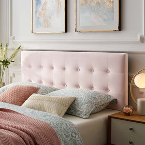 Modway Furniture Emily Biscuit Tufted Performance Velvet Queen Headboard - Vintage Charm Meets Modern Durability Pink MOD-6116-PNK