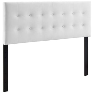 Modway Furniture Emily Biscuit Tufted Performance Velvet Queen Headboard - Vintage Charm Meets Modern Durability White MOD-6116-WHI