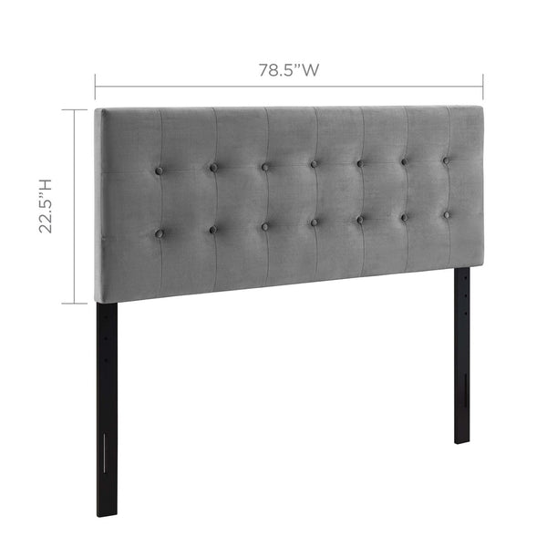 Modway Furniture Emily Biscuit Tufted Performance Velvet King Headboard - Vintage Charm Meets Modern Comfort Gray MOD-6117-GRY