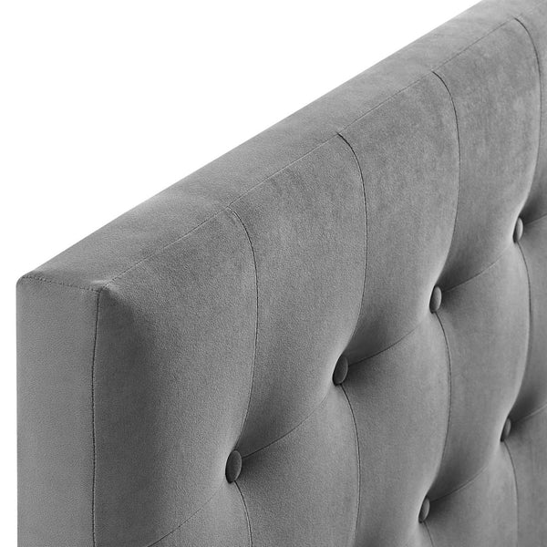 Modway Furniture Emily Biscuit Tufted Performance Velvet King Headboard - Vintage Charm Meets Modern Comfort Gray MOD-6117-GRY