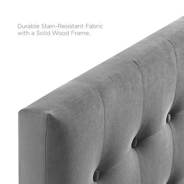 Modway Furniture Emily Biscuit Tufted Performance Velvet King Headboard - Vintage Charm Meets Modern Comfort Gray MOD-6117-GRY