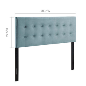 Modway Furniture Emily Biscuit Tufted Performance Velvet King Headboard - Vintage Charm Meets Modern Comfort Light Blue MOD-6117-LBU