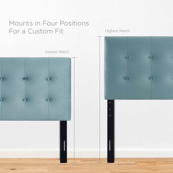 Modway Furniture Emily Biscuit Tufted Performance Velvet King Headboard - Vintage Charm Meets Modern Comfort Light Blue MOD-6117-LBU