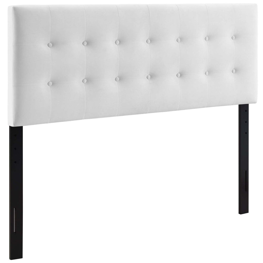 Modway Furniture Emily Biscuit Tufted Performance Velvet King Headboard - Vintage Charm Meets Modern Comfort White MOD-6117-WHI