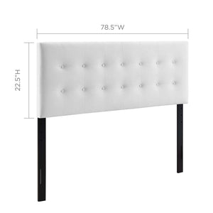 Modway Furniture Emily Biscuit Tufted Performance Velvet King Headboard - Vintage Charm Meets Modern Comfort White MOD-6117-WHI