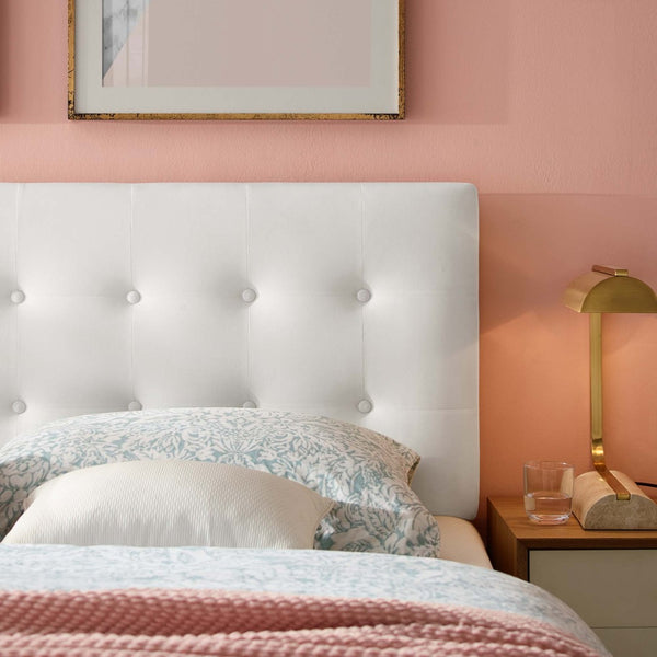 Modway Furniture Emily Biscuit Tufted Performance Velvet King Headboard - Vintage Charm Meets Modern Comfort White MOD-6117-WHI