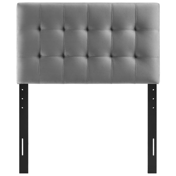 Modway Furniture Lily Biscuit Tufted Performance Velvet Twin Headboard - Elegant, Durable, and Stain-Resistant Design Gray MOD-6118-GRY