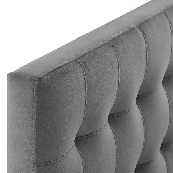 Modway Furniture Lily Biscuit Tufted Performance Velvet Twin Headboard - Elegant, Durable, and Stain-Resistant Design Gray MOD-6118-GRY