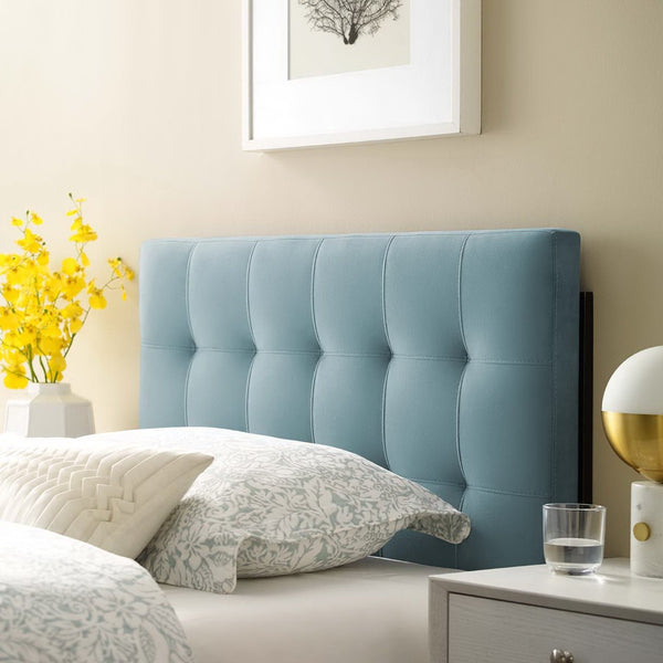 Modway Furniture Lily Biscuit Tufted Performance Velvet Twin Headboard - Elegant, Durable, and Stain-Resistant Design Light Blue MOD-6118-LBU