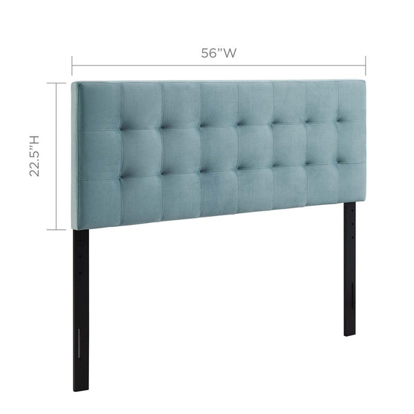 Modway Furniture Lily Biscuit Tufted Performance Velvet Full Headboard - Stylish Design for Durable Everyday Use Light Blue MOD-6119-LBU