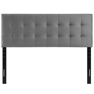 Modway Furniture Lily Biscuit Tufted Performance Velvet Queen Headboard - Elevate Your Bedroom with Timeless Elegance Gray MOD-6120-GRY