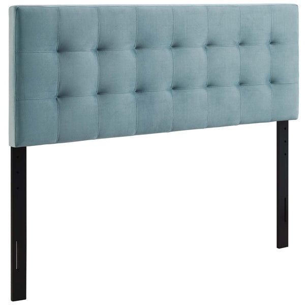 Modway Furniture Lily Biscuit Tufted Performance Velvet Queen Headboard - Elevate Your Bedroom with Timeless Elegance Light Blue MOD-6120-LBU