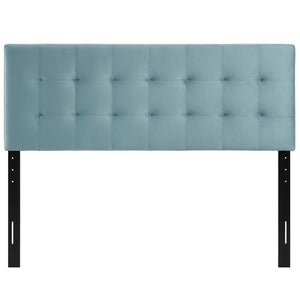 Modway Furniture Lily Biscuit Tufted Performance Velvet Queen Headboard - Elevate Your Bedroom with Timeless Elegance Light Blue MOD-6120-LBU