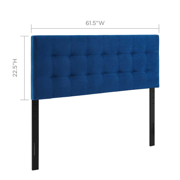 Modway Furniture Lily Biscuit Tufted Performance Velvet Queen Headboard - Elevate Your Bedroom with Timeless Elegance Navy MOD-6120-NAV