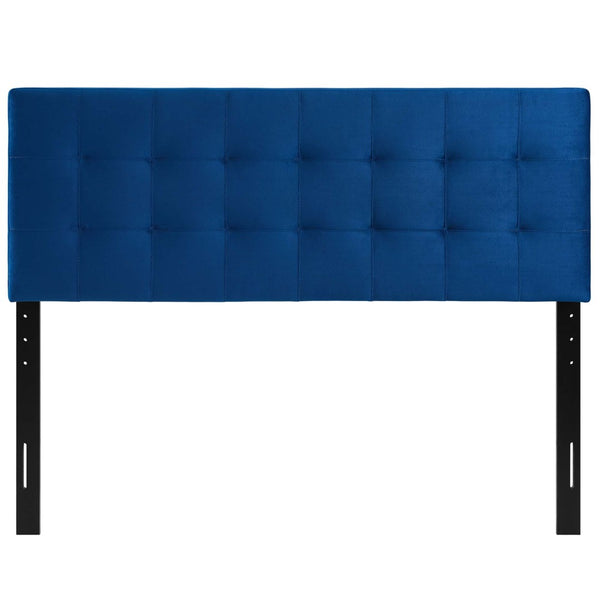 Modway Furniture Lily Biscuit Tufted Performance Velvet Queen Headboard - Elevate Your Bedroom with Timeless Elegance Navy MOD-6120-NAV