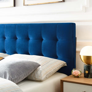Modway Furniture Lily Biscuit Tufted Performance Velvet Queen Headboard - Elevate Your Bedroom with Timeless Elegance Navy MOD-6120-NAV