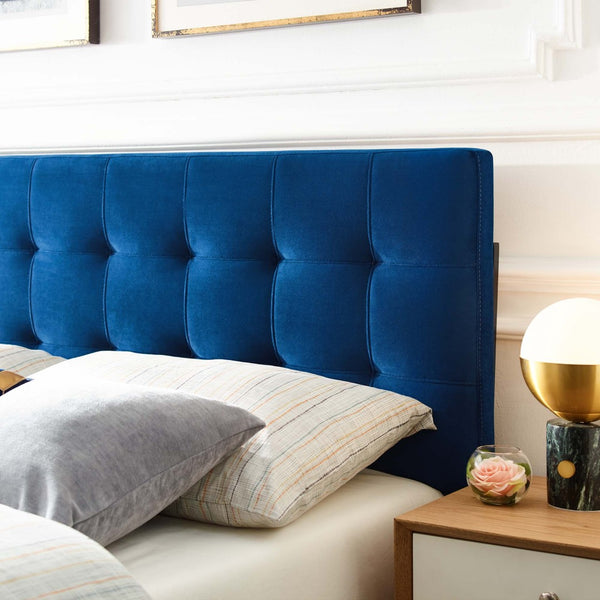 Modway Furniture Lily Biscuit Tufted Performance Velvet Queen Headboard - Elevate Your Bedroom with Timeless Elegance Navy MOD-6120-NAV