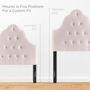 Modway Furniture Sovereign Diamond Tufted Performance Velvet Twin Headboard - Vintage Glamour for Modern Spaces Pink MOD-6122-PNK