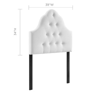Modway Furniture Sovereign Diamond Tufted Performance Velvet Twin Headboard - Vintage Glamour for Modern Spaces White MOD-6122-WHI
