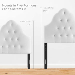 Modway Furniture Sovereign Diamond Tufted Performance Velvet Twin Headboard - Vintage Glamour for Modern Spaces White MOD-6122-WHI