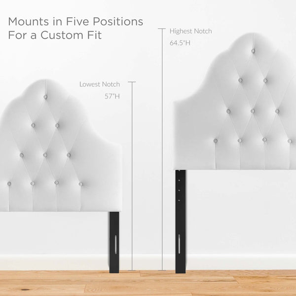 Modway Furniture Sovereign Diamond Tufted Performance Velvet Twin Headboard - Vintage Glamour for Modern Spaces White MOD-6122-WHI