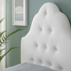 Modway Furniture Sovereign Diamond Tufted Performance Velvet Twin Headboard - Vintage Glamour for Modern Spaces White MOD-6122-WHI