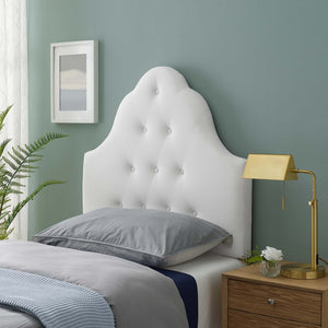 Modway Furniture Sovereign Diamond Tufted Performance Velvet Twin Headboard - Vintage Glamour for Modern Spaces White MOD-6122-WHI