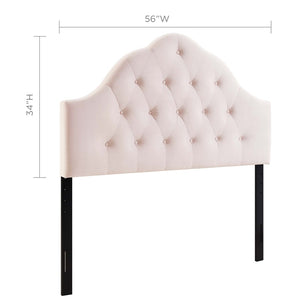 Modway Furniture Sovereign Diamond Tufted Velvet Full Headboard - Adjustable, Stain-Resistant, Elegant Pink Design MOD-6123-PNK
