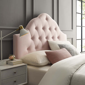 Modway Furniture Sovereign Diamond Tufted Velvet Full Headboard - Adjustable, Stain-Resistant, Elegant Pink Design MOD-6123-PNK