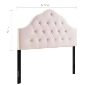 Modway Furniture Sovereign Diamond Tufted Velvet Queen Headboard - Luxurious Performance Fabric for Timeless Elegance Pink MOD-6124-PNK