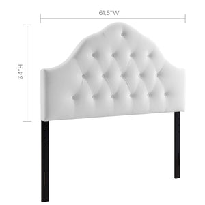 Modway Furniture Sovereign Diamond Tufted Velvet Queen Headboard - Luxurious Performance Fabric for Timeless Elegance White MOD-6124-WHI