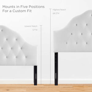 Modway Furniture Sovereign Diamond Tufted Velvet Queen Headboard - Luxurious Performance Fabric for Timeless Elegance White MOD-6124-WHI